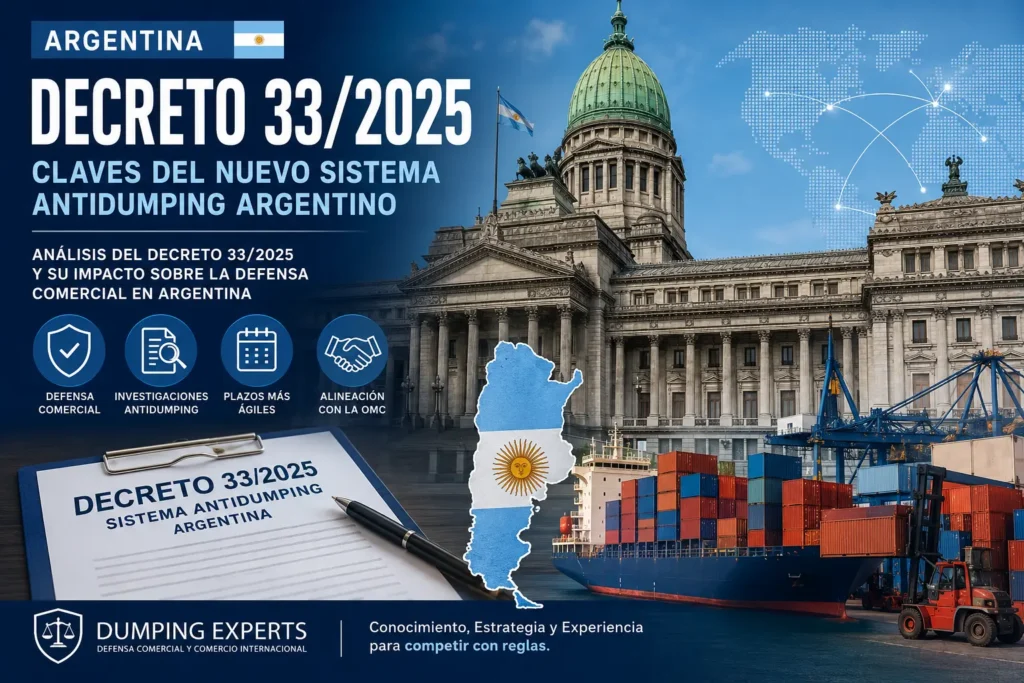 Decreto 33 2025 sobre el sistema antidumping en Argentina y su impacto en la defensa comercial y el comercio internacional.