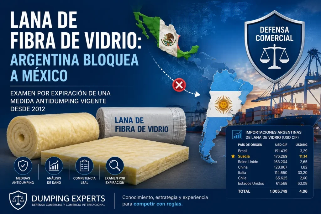Medida antidumping sobre lana de fibra de vidrio originaria de México en Argentina